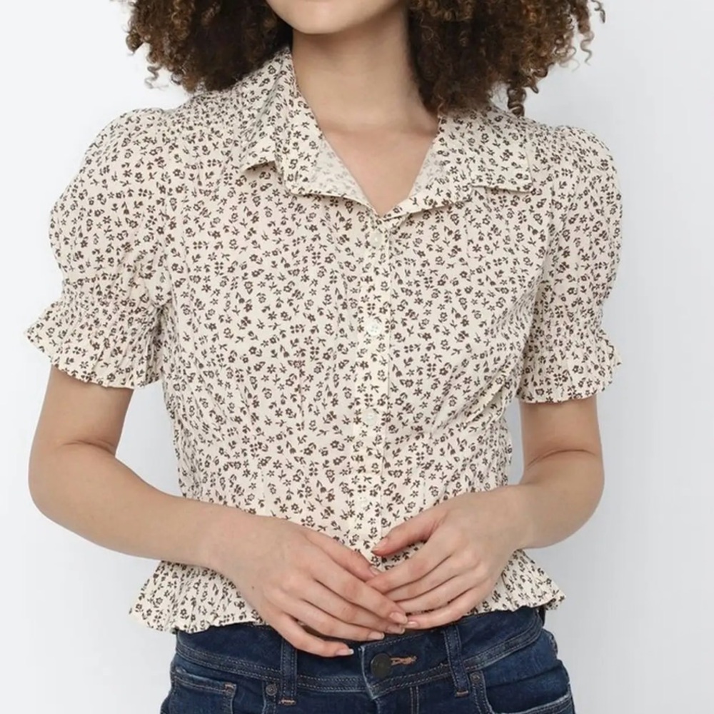 American Eagle Outfitters | Brown Floral Print Button-Up Shirt